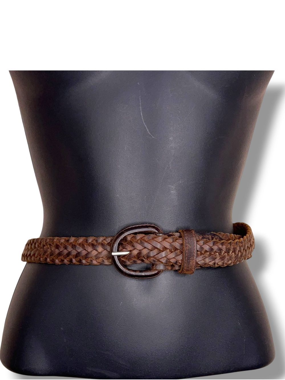Leather 32 Waist Braided Belt Western Unisex Adult Dark Brown Buckle Adjustable